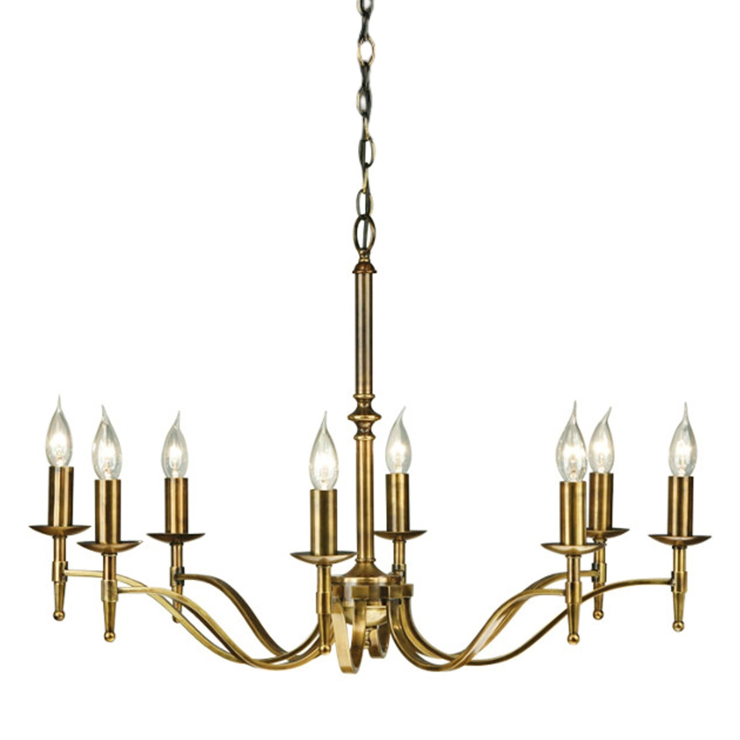 Stanford 8 Light Candle Brass Chandelier - Picture 1 of 3