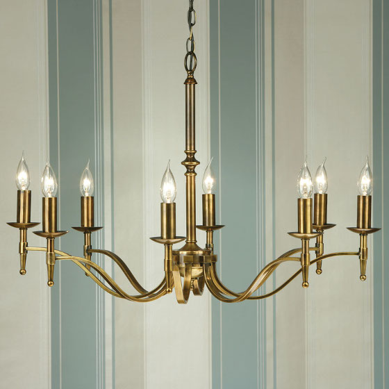 Stanford 8 Light Candle Brass Chandelier - Picture 2 of 3