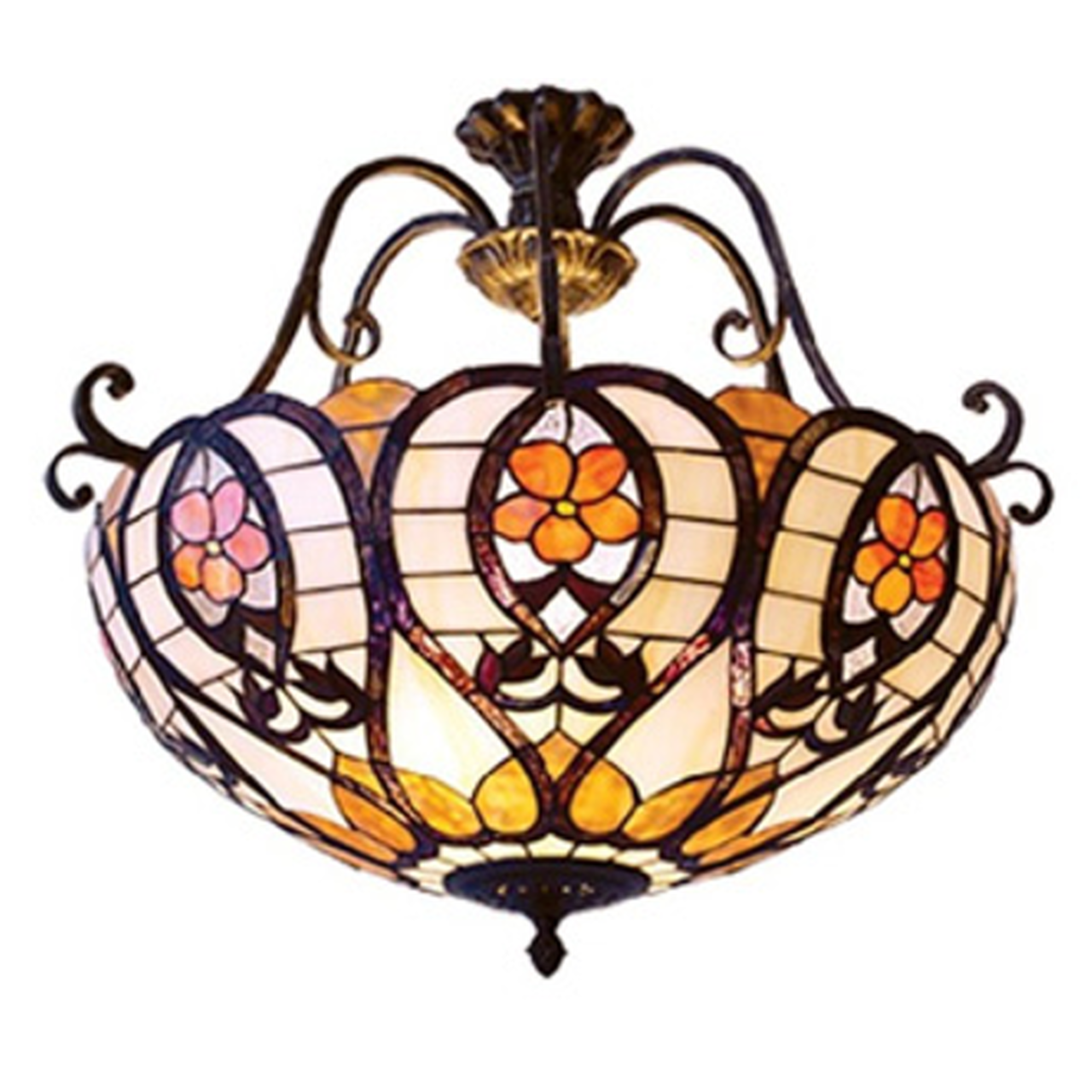 Inverted Victorian Tiffany Pendant Light
