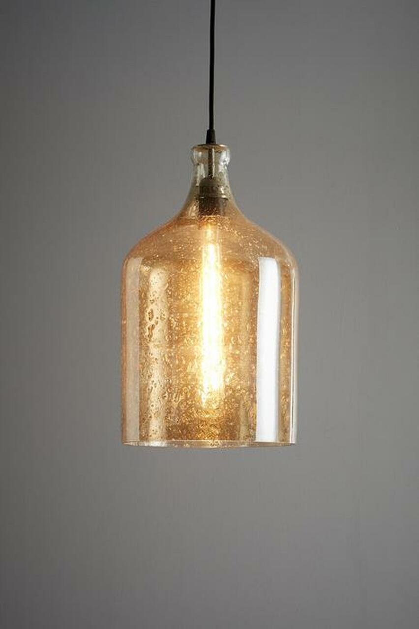 Lustre Glass Flagon Stone Effect Pendant Light - Gold