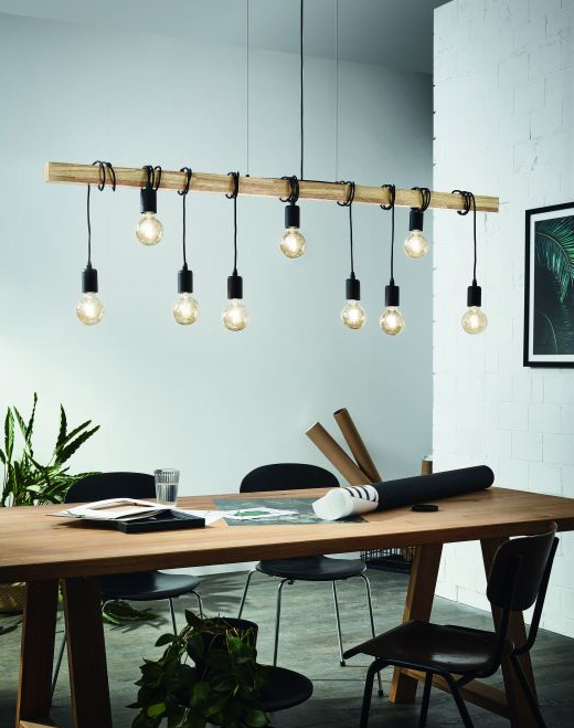 Townshend 9 Light Natural Wooden Linear Pendant Light